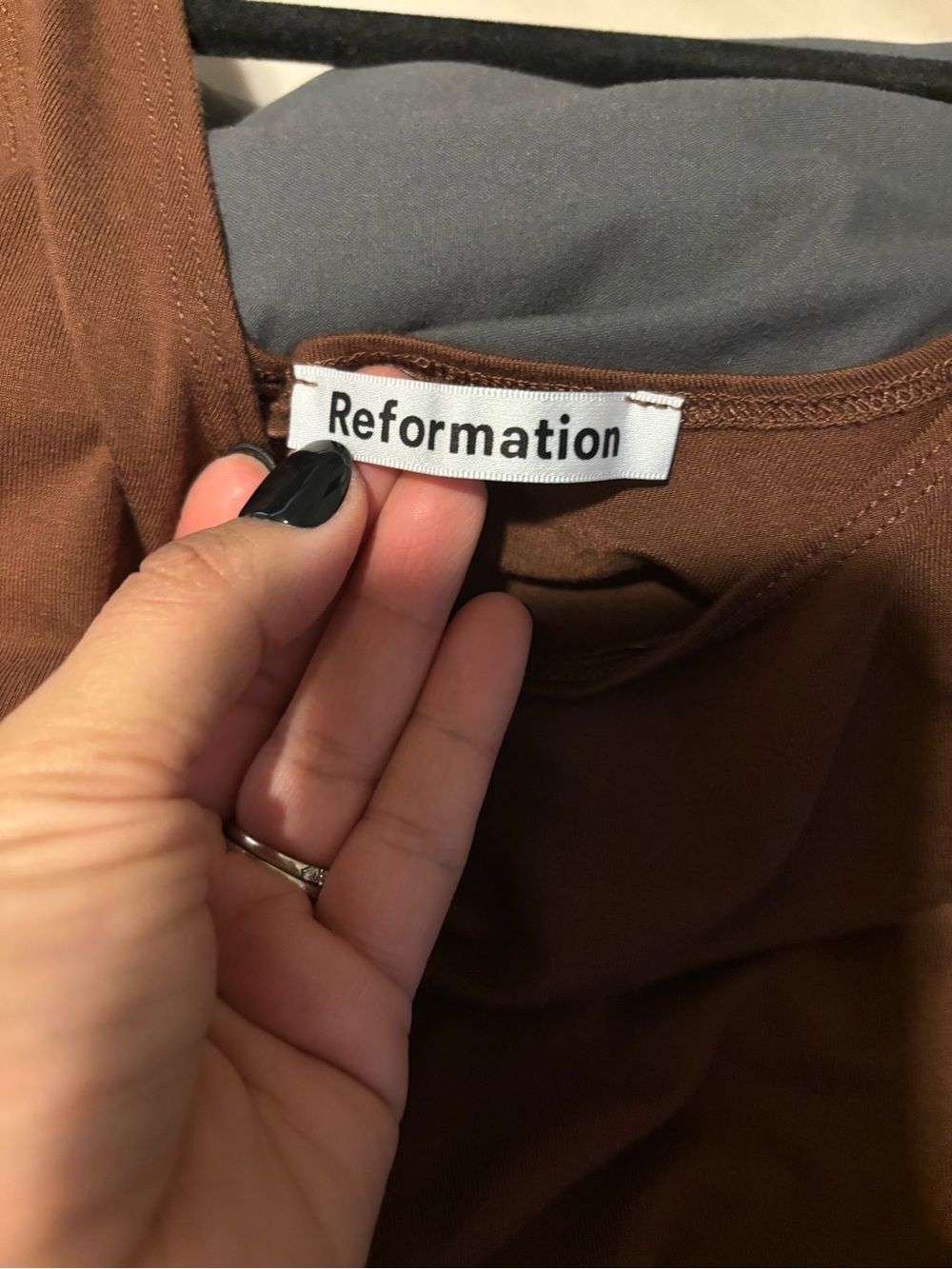 Reformation Kaila Wrap Skirt Dress in a Chestnut Brown - Picture 11 of 12